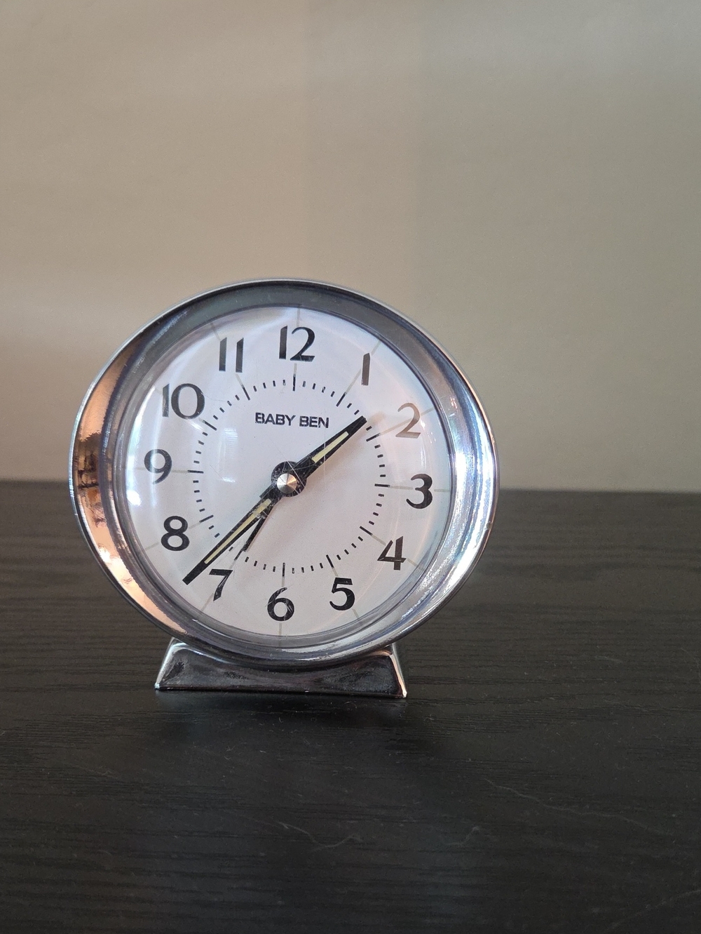 Baby Ben Silver Table Clock - Classic Round Alarm Clock